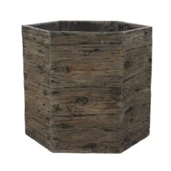 Woodlodge 34cm Driftwood Hexagon Resin Pot