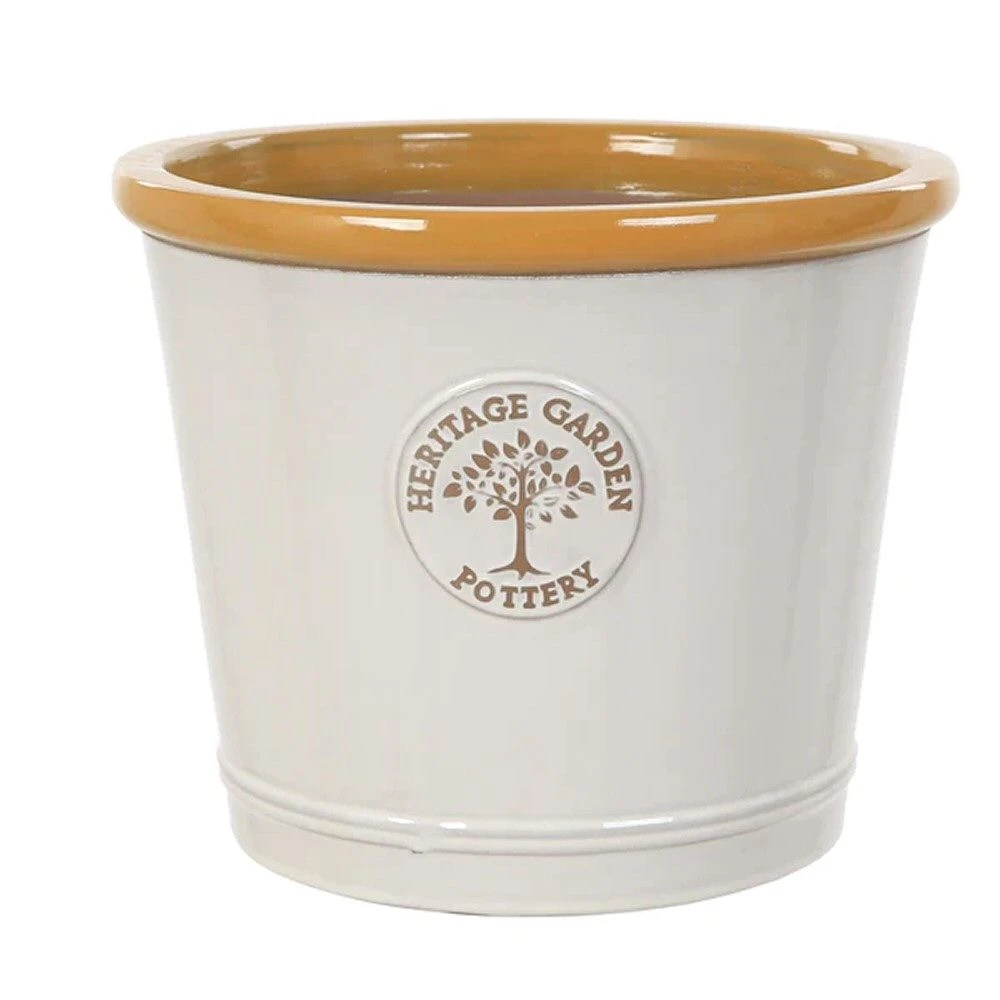 Woodlodge 40cm Yellow Rim Heritage Glazed Pot 3 Woodlodge 40cm Yellow Rim Heritage Glazed Pot