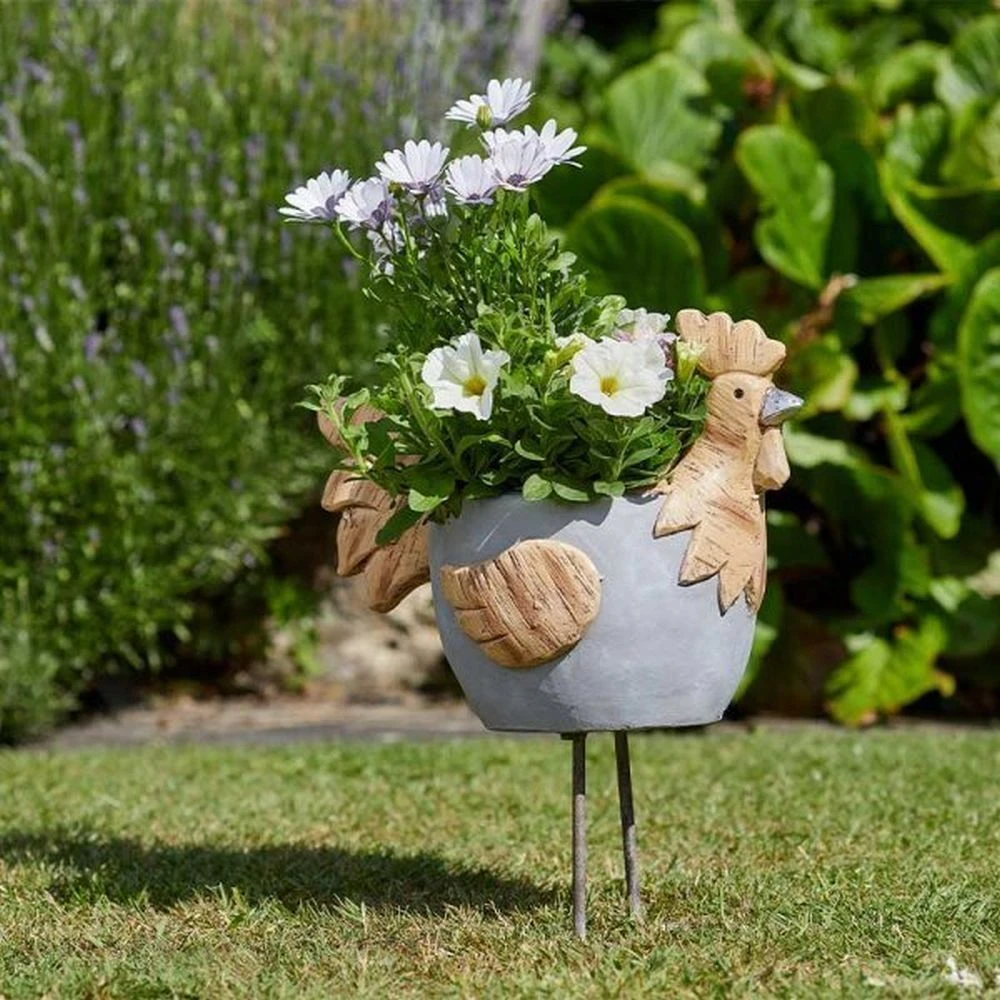 Flamboya 40cm Woodstone Rooster Planter 4 Flamboya 40cm Woodstone Rooster Planter - Image 2