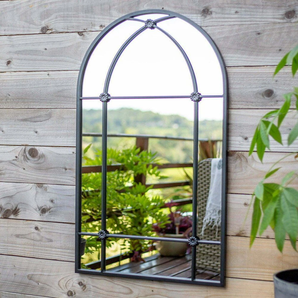 La Hacienda 100cm Black Arched Arundel Indoor/Outdoor Mirror 4 La Hacienda 100cm Black Arched Arundel Indoor/Outdoor Mirror - Image 2